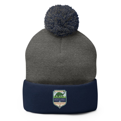 [ID: 93-G288] Brontosaurus Conservation Society Pom-Pom Knit Cap