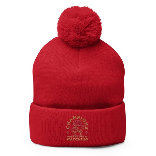 [ID: 93-G357] Champions Are Made When No One Is Watching - Sports Pom-Pom Knit Cap