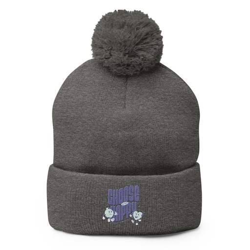 [ID: 93-G369] Choose Happy (2) Pom-Pom Knit Cap