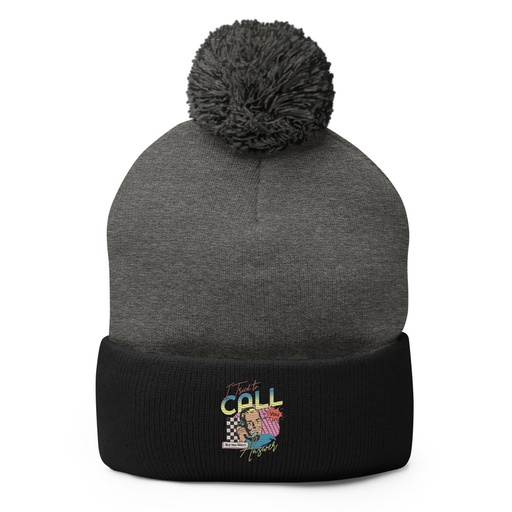 [ID: 93-G383] Classic Retro Illustrative Portrait Men Calling Pom-Pom Knit Cap