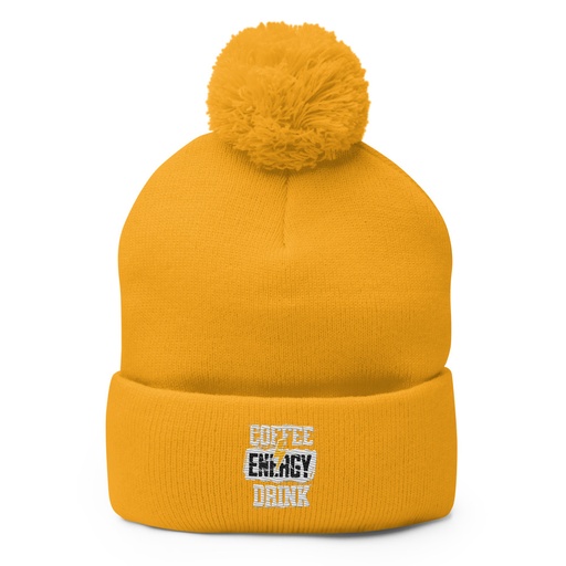 [ID: 93-G400] Coffee Energy Drink - Grunge Bolt Pom-Pom Knit Cap
