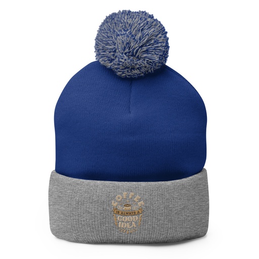 [ID: 93-G401] Coffee is always a good idea - Lightning Bolt Pom-Pom Knit Cap