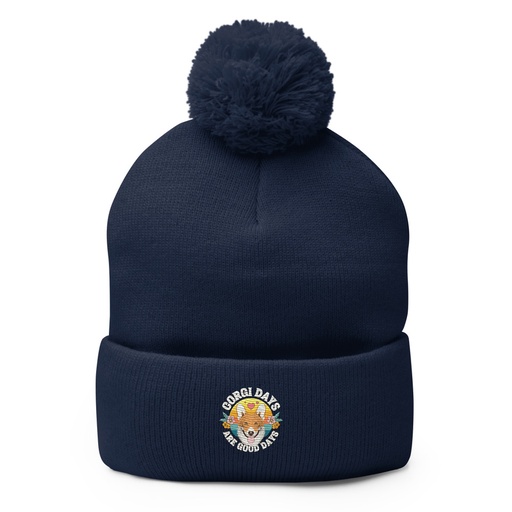 [ID: 93-G420] Corgi Days - Funny Animal Pom-Pom Knit Cap