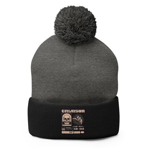 [ID: 93-G438] Crimson Pom-Pom Knit Cap