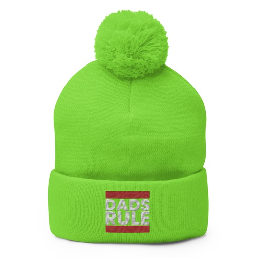 [ID: 93-G462] Dads Rule (1) Pom-Pom Knit Cap
