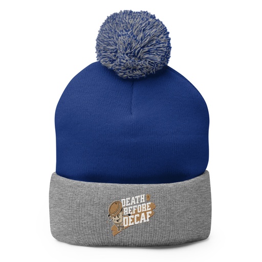 [ID: 93-G476] Death Before Decaf Pom-Pom Knit Cap
