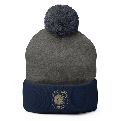[ID: 93-G490] DESIGN UNTIL YOU DIE Pom-Pom Knit Cap