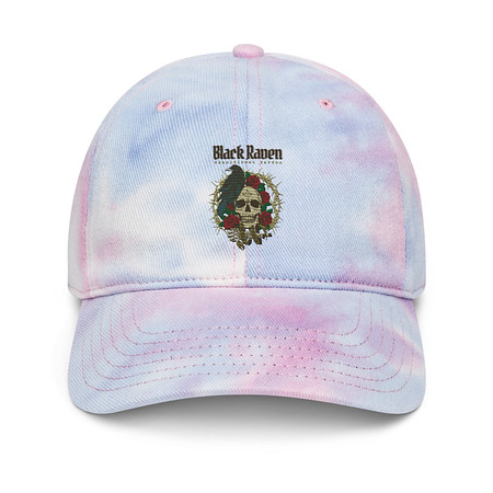 [ID: 480-G229] Black Raven Tattoo - Skull & Thorns Tie-Dye Hat
