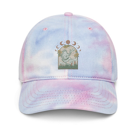 [ID: 480-G426] Cottagecore Frog Botanical Tie-Dye Hat