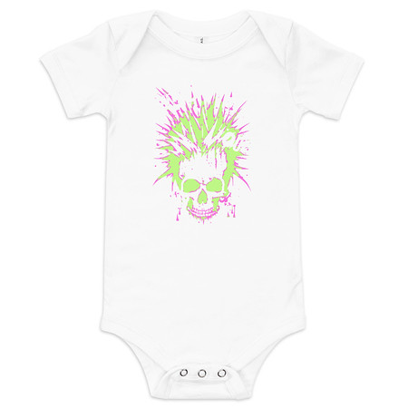 [ID: 308-G3] 'Enjoy Your Trip' Punk Skull Baby Short Sleeve One Piece