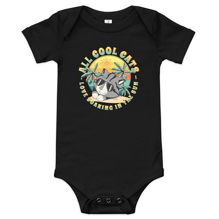 [ID: 308-G43] All Cool Cats - Sunset Beach Baby Short Sleeve One Piece