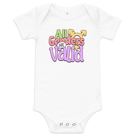 [ID: 308-G45] All Genders are Valid Baby Short Sleeve One Piece