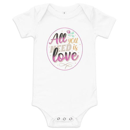 [ID: 308-G51] All you Need is Love - Valentines Day Baby Short Sleeve One Piece