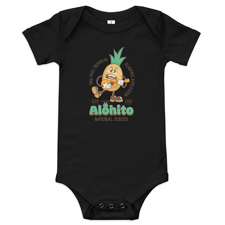 [ID: 308-G54] Alohito Natural Juices - Pineapple Mascot Baby Short Sleeve One Piece