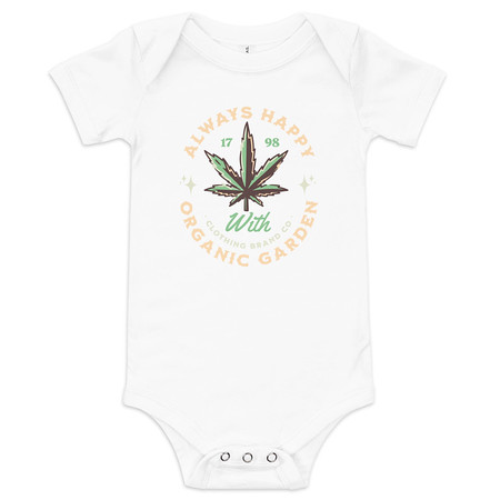 [ID: 308-G55] Always Happy - Cannabis Baby Short Sleeve One Piece