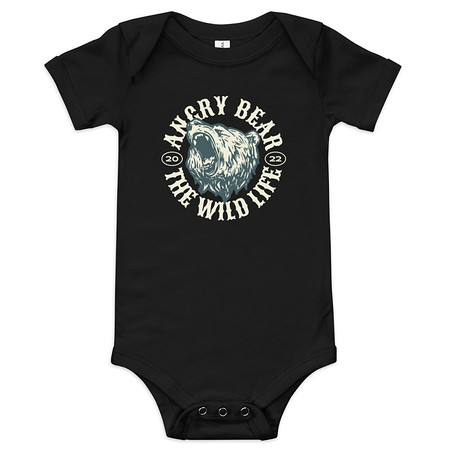 [ID: 308-G83] Angry Bear - Wild Life Animal Baby Short Sleeve One Piece