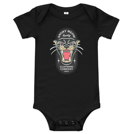 [ID: 308-G84] Angry Meow Clothing Company - Panther Baby Short Sleeve One Piece