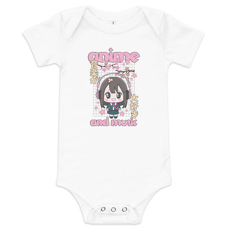 [ID: 308-G86] Anime and Music Baby Short Sleeve One Piece