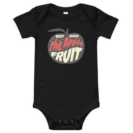 [ID: 308-G97] Apple Fruit - Typographic Lettering Baby Short Sleeve One Piece