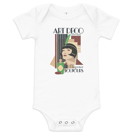 [ID: 308-G102] Art Deco Elegance Toujours Baby Short Sleeve One Piece