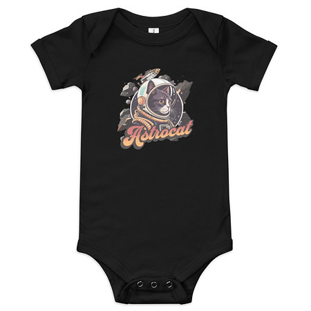 [ID: 308-G108] Astrocat - Retro graphic Baby Short Sleeve One Piece
