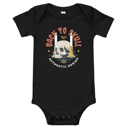 [ID: 308-G124] Back to Skull - Authenthic Design  Baby Short Sleeve One Piece