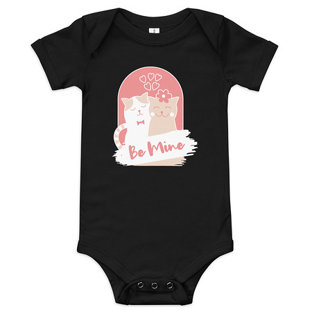 [ID: 308-G157] Be Mine - Cute Cat Couple Baby Short Sleeve One Piece
