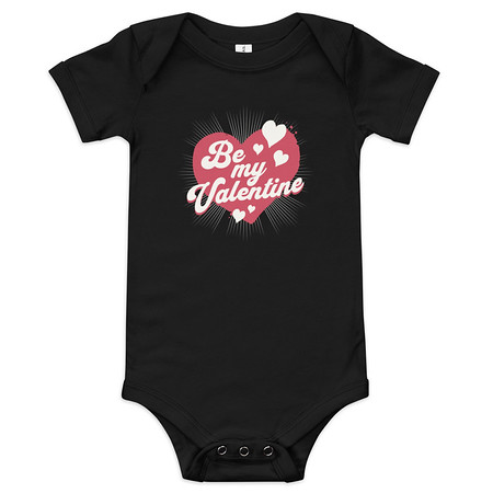 [ID: 308-G158] Be my Valentine - Love Heart Baby Short Sleeve One Piece