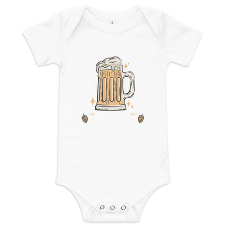 [ID: 308-G176] Beer Time - Father's Day Baby Short Sleeve One Piece