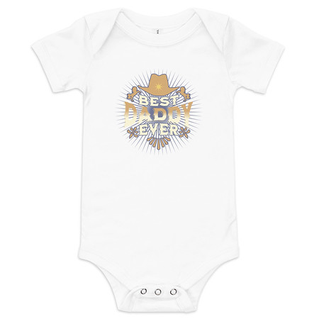 [ID: 308-G186] Best Daddy Ever - Cowboy Hat Baby Short Sleeve One Piece