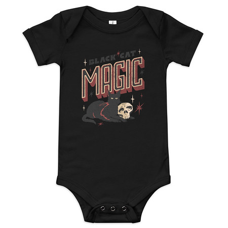 [ID: 308-G214] Black Cat Magic Baby Short Sleeve One Piece