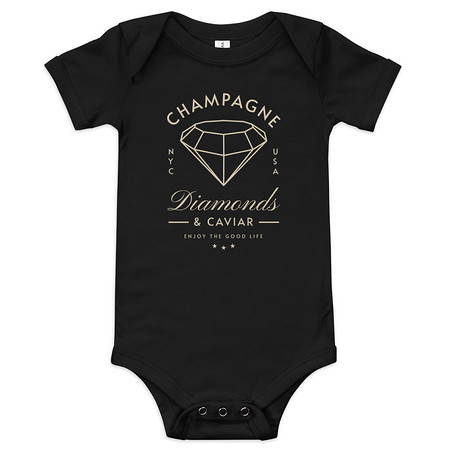 [ID: 308-G215] Black Diamonds - Elegant Baby Short Sleeve One Piece