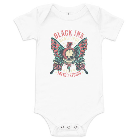 [ID: 308-G225] BLACK INK TATTOO Baby Short Sleeve One Piece