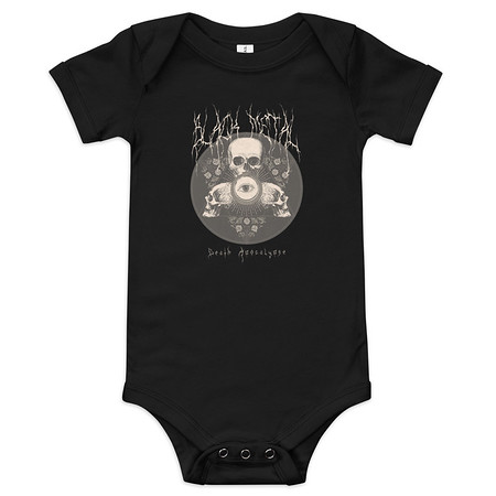 [ID: 308-G228] Black Metal - Hardcore skull theme design Baby Short Sleeve One Piece
