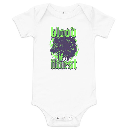 [ID: 308-G238] Blood Thirst - Neon Dog Baby Short Sleeve One Piece