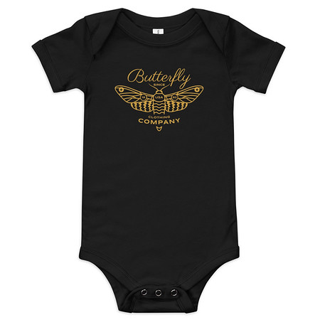 [ID: 308-G240] Blue Butterfly - Minimal Baby Short Sleeve One Piece