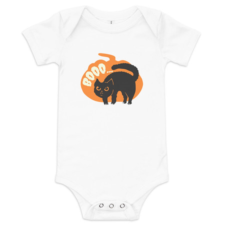 [ID: 308-G251] Boo - Scay Cute Cat Baby Short Sleeve One Piece