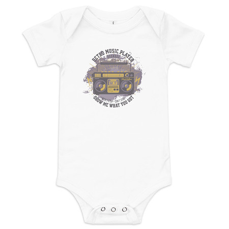 [ID: 308-G253] Boombox Music Player - Retro Baby Short Sleeve One Piece