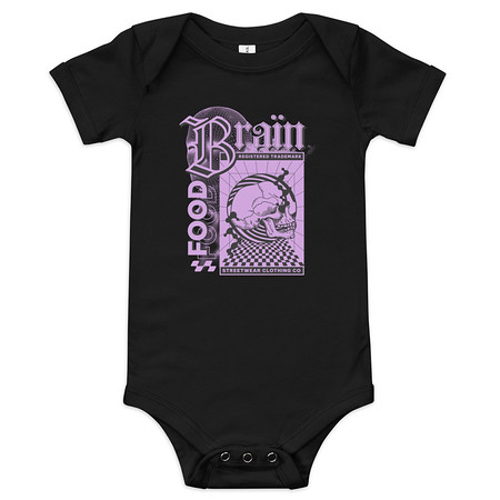 [ID: 308-G280] Brain Food - Y2K Skull Streetwear Baby Short Sleeve One Piece