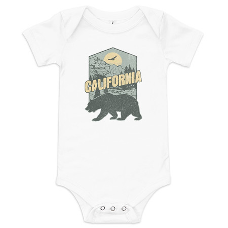 [ID: 308-G315] California Bear - Outdoors Wilderness Camping Hiking Baby Short Sleeve One Piece