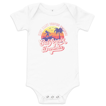 [ID: 308-G316] California Dreamin - Beach & Surf Baby Short Sleeve One Piece