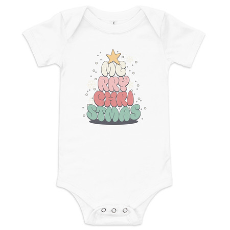 [ID: 308-G334] Cartoony Christmas Tree Baby Short Sleeve One Piece