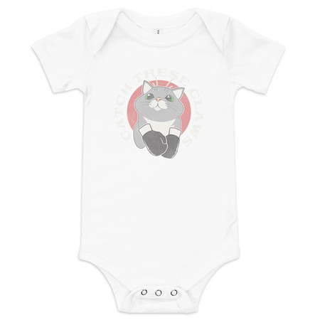 [ID: 308-G344] Catch These Claws - Cute Cat Baby Short Sleeve One Piece