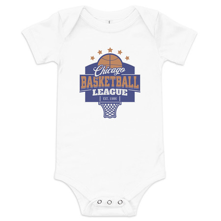 [ID: 308-G363] Chicago Basketball League - Athlectic Sports Baby Short Sleeve One Piece