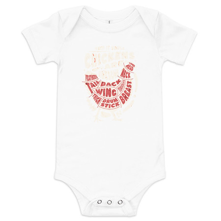 [ID: 308-G365] Chickens Are Awesome - Butcher Cuts Baby Short Sleeve One Piece
