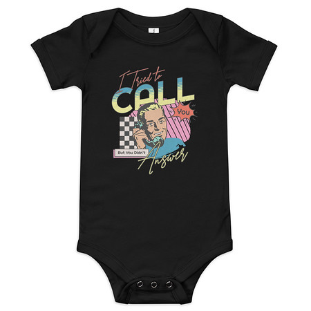 [ID: 308-G383] Classic Retro Illustrative Portrait Men Calling Baby Short Sleeve One Piece
