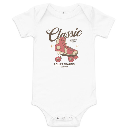 [ID: 308-G384] Classic Roller Skating - Sports Apparel Baby Short Sleeve One Piece