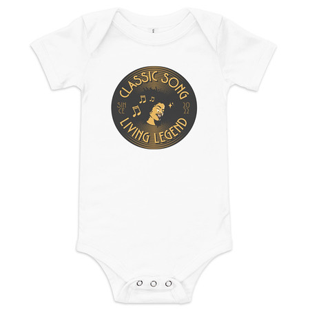 [ID: 308-G385] Classic Song - Music Record Baby Short Sleeve One Piece