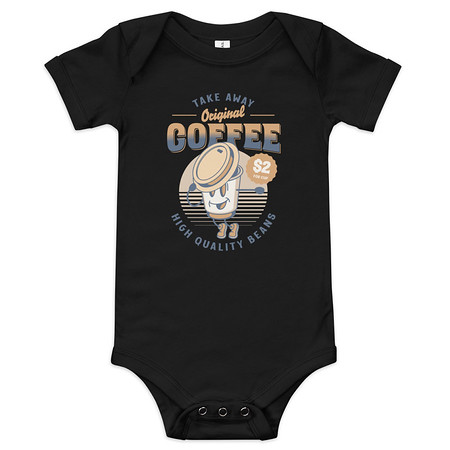 [ID: 308-G398] Coffee Cup - Comics Mascot Baby Short Sleeve One Piece
