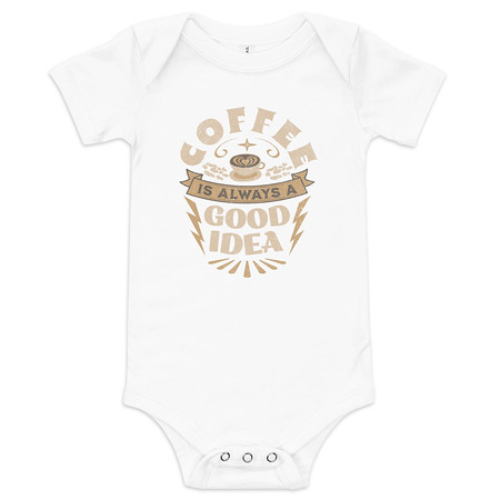 [ID: 308-G401] Coffee is always a good idea - Lightning Bolt Baby Short Sleeve One Piece
